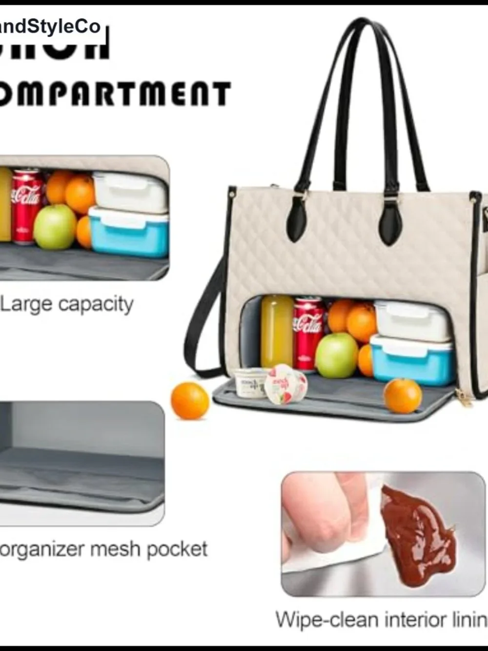 Insulated Lunch Tote Bag for Women Large Capacity Work Lunch Bag